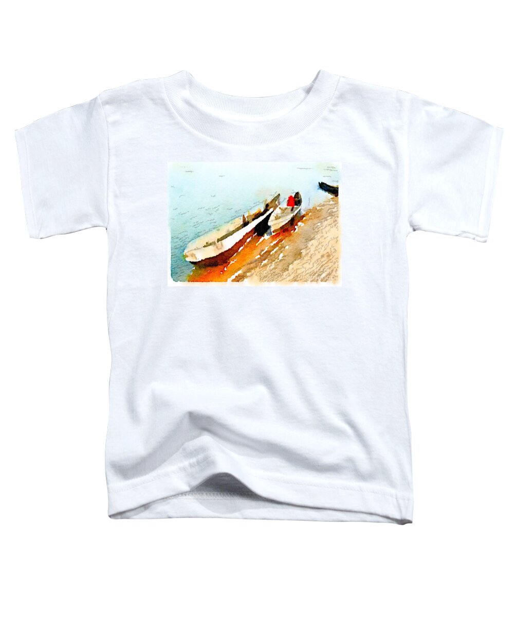 Barque Toddler T-Shirt featuring the painting Barques sur le Chari by HELGE Art Gallery