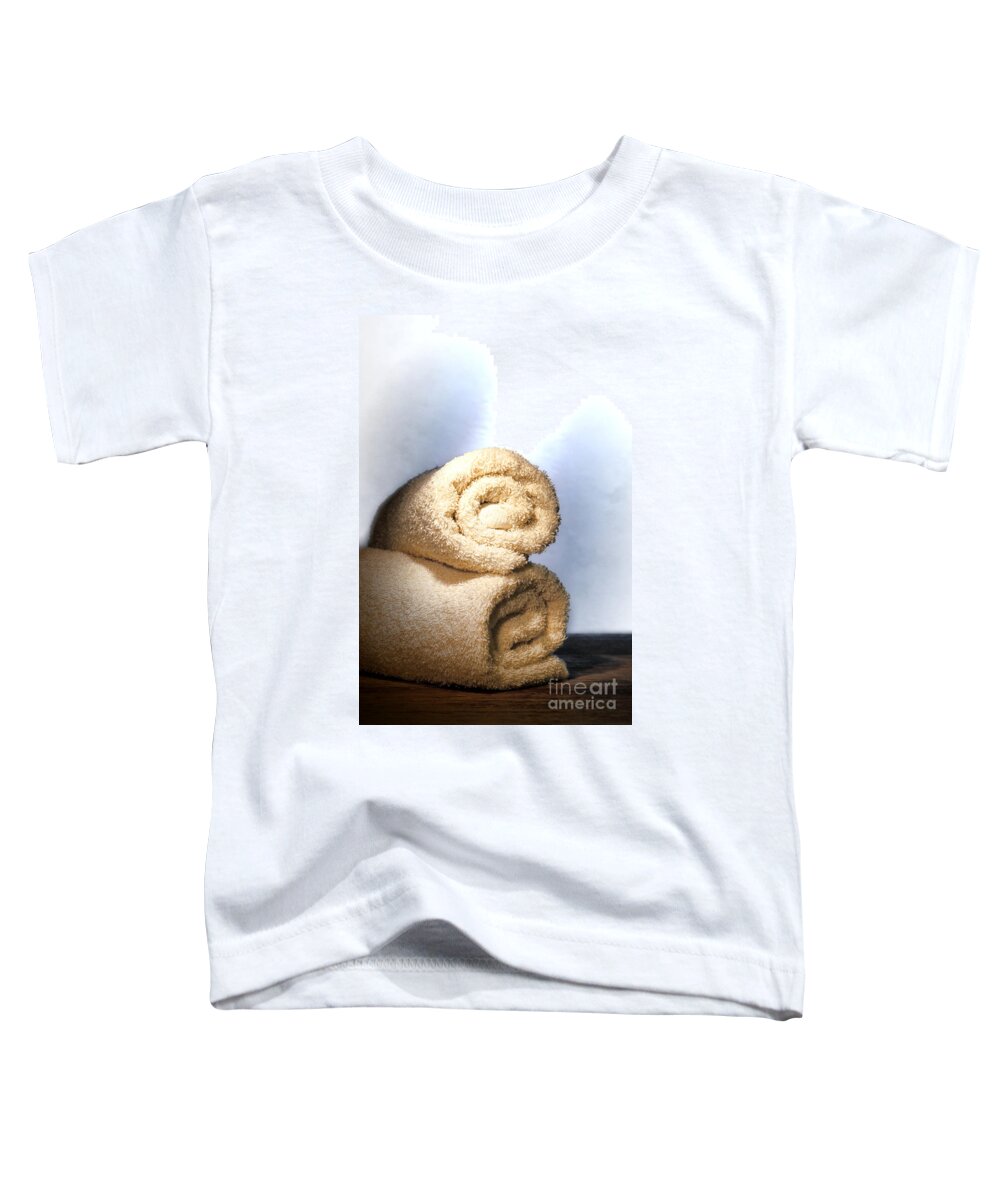 Cotton Toddler T-Shirt featuring the photograph Bath Towels by Olivier Le Queinec