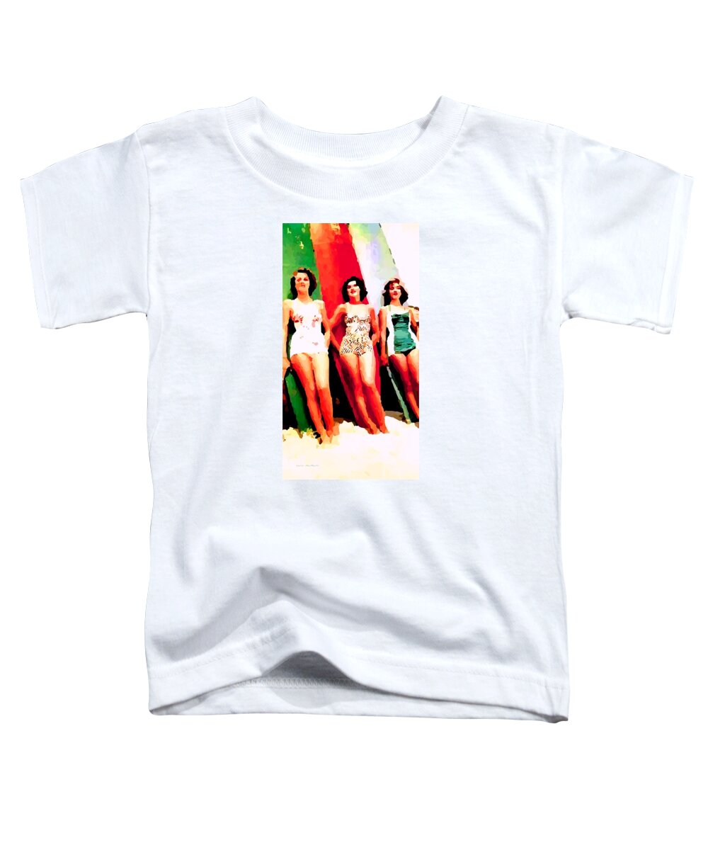 Women Toddler T-Shirt featuring the painting Bathing Beauties by Lelia DeMello