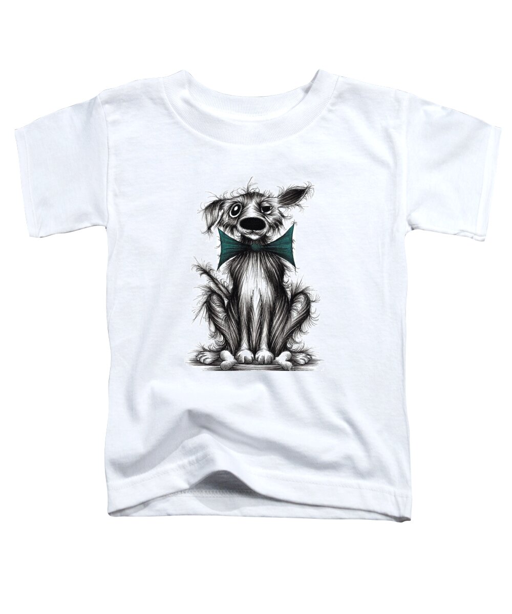 Dog In Bow Toddler T-Shirt featuring the drawing Ben the dog by Keith Mills