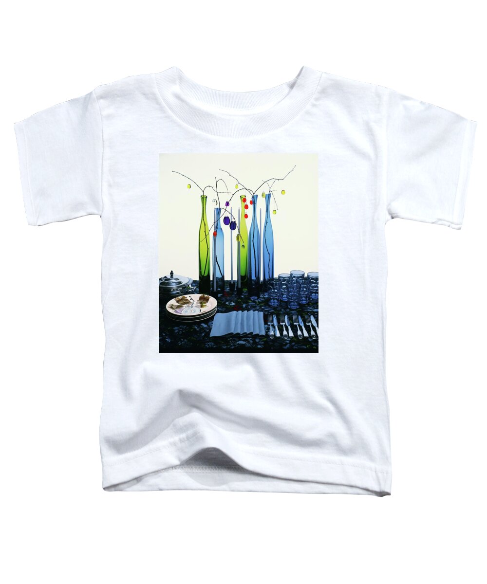 Dining Room Toddler T-Shirt featuring the photograph Blenko Glass Bottles by Rudy Muller