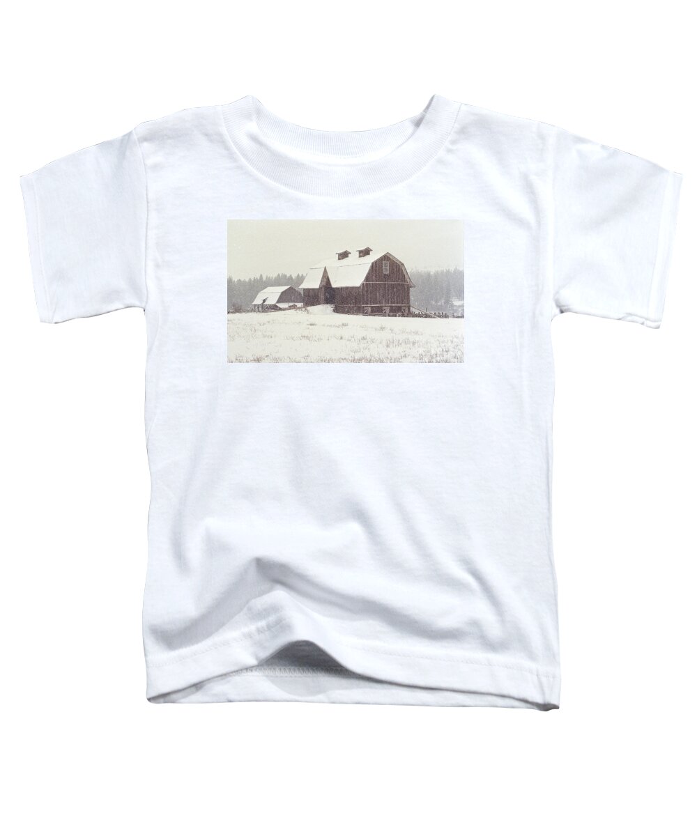 Snow Toddler T-Shirt featuring the photograph Blizzard Is On by Sharon Elliott