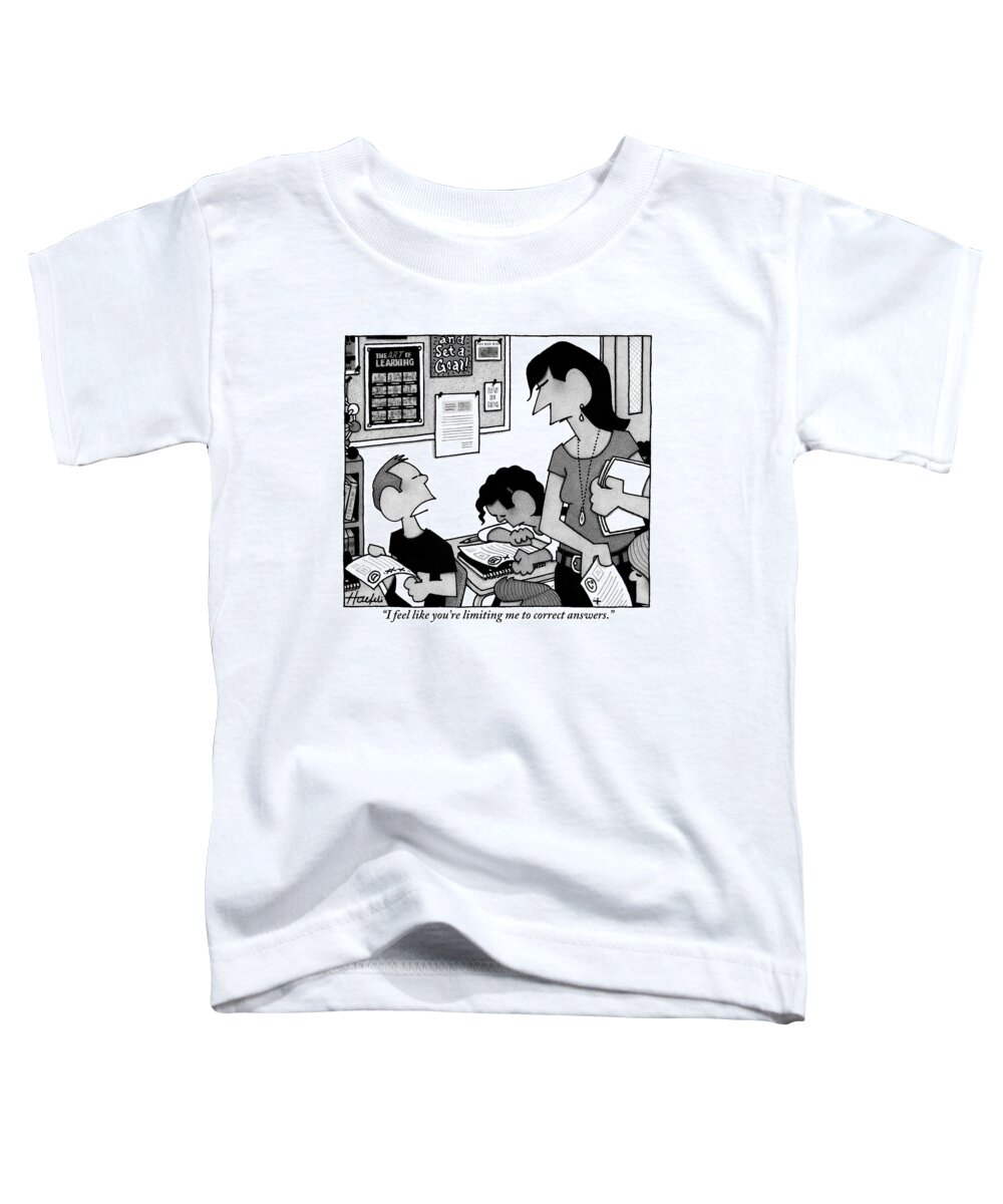 Teachers Toddler T-Shirt featuring the drawing Boy Says To Teacher Who Has Given The Boy A D by William Haefeli
