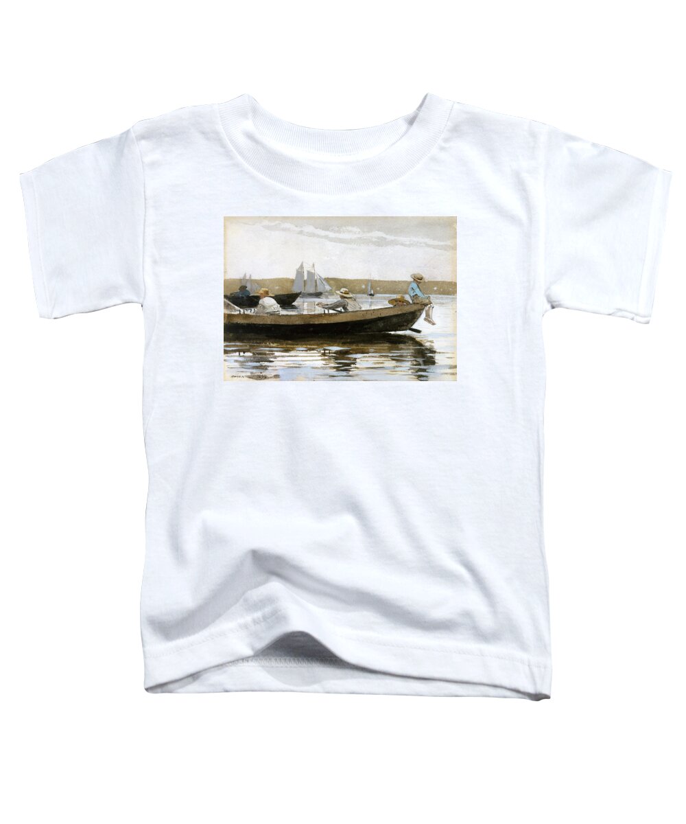 Winslow Homer Toddler T-Shirt featuring the drawing Boys in a Dory by Winslow Homer