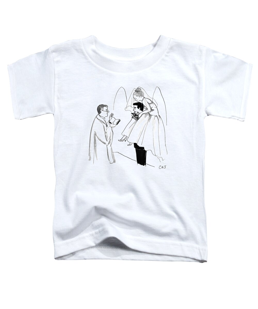 Caption Contest
Media Id 133700 Toddler T-Shirt featuring the drawing Bride Balances On Bridegroom's Shoulders by Carolita Johnson