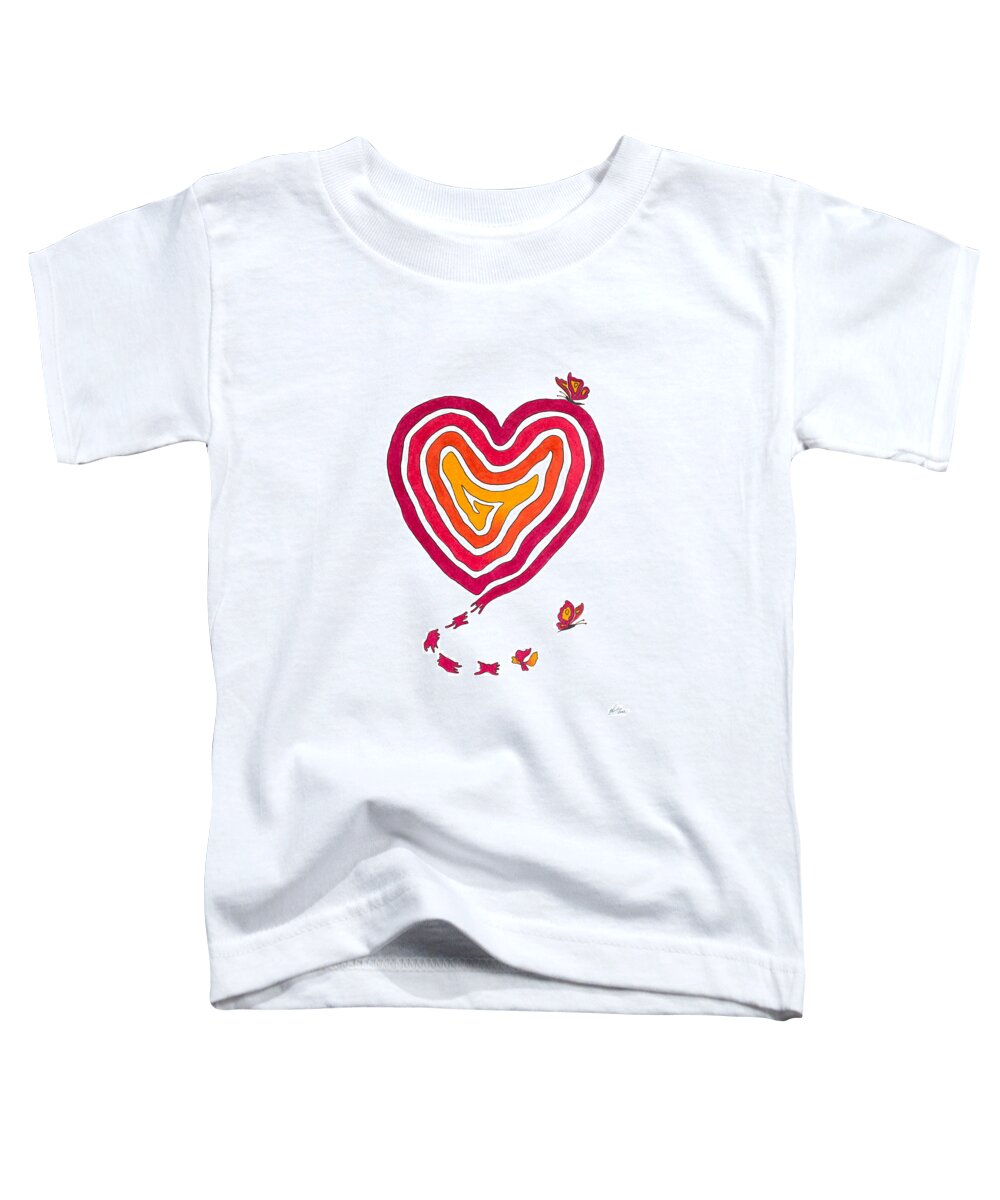 Heart Toddler T-Shirt featuring the drawing Butterfly Heart by Andreas Berthold