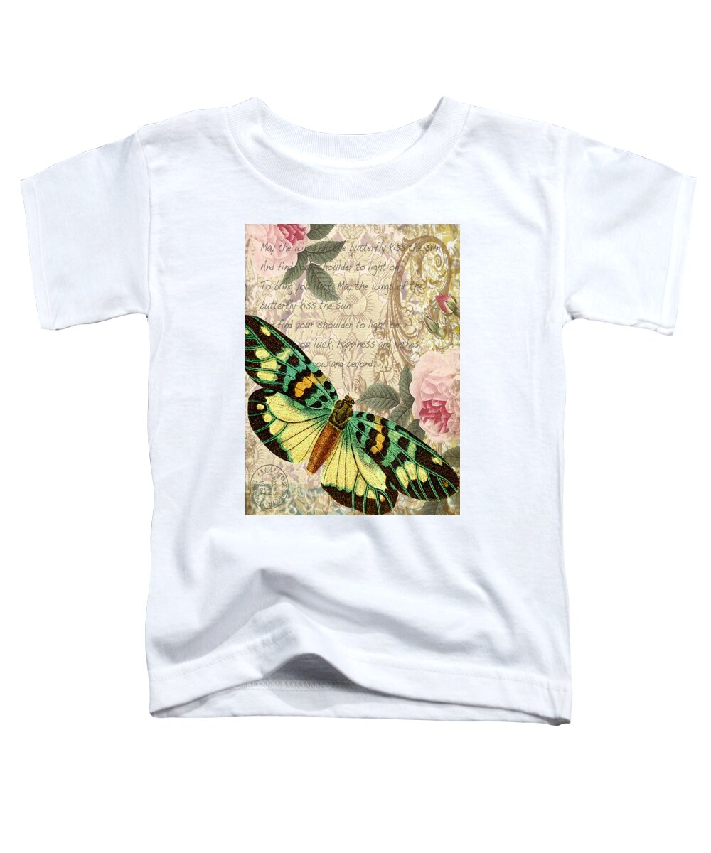  Butterfly Toddler T-Shirt featuring the digital art Butterfly Kisses-B by Jean Plout