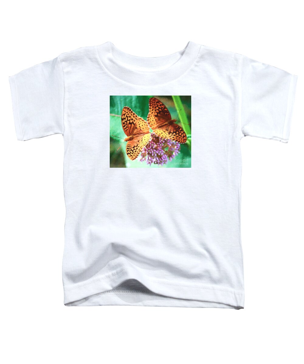 Great Spangled Fritillary Butterfly Toddler T-Shirt featuring the photograph Butterfly Twins by Kerri Farley