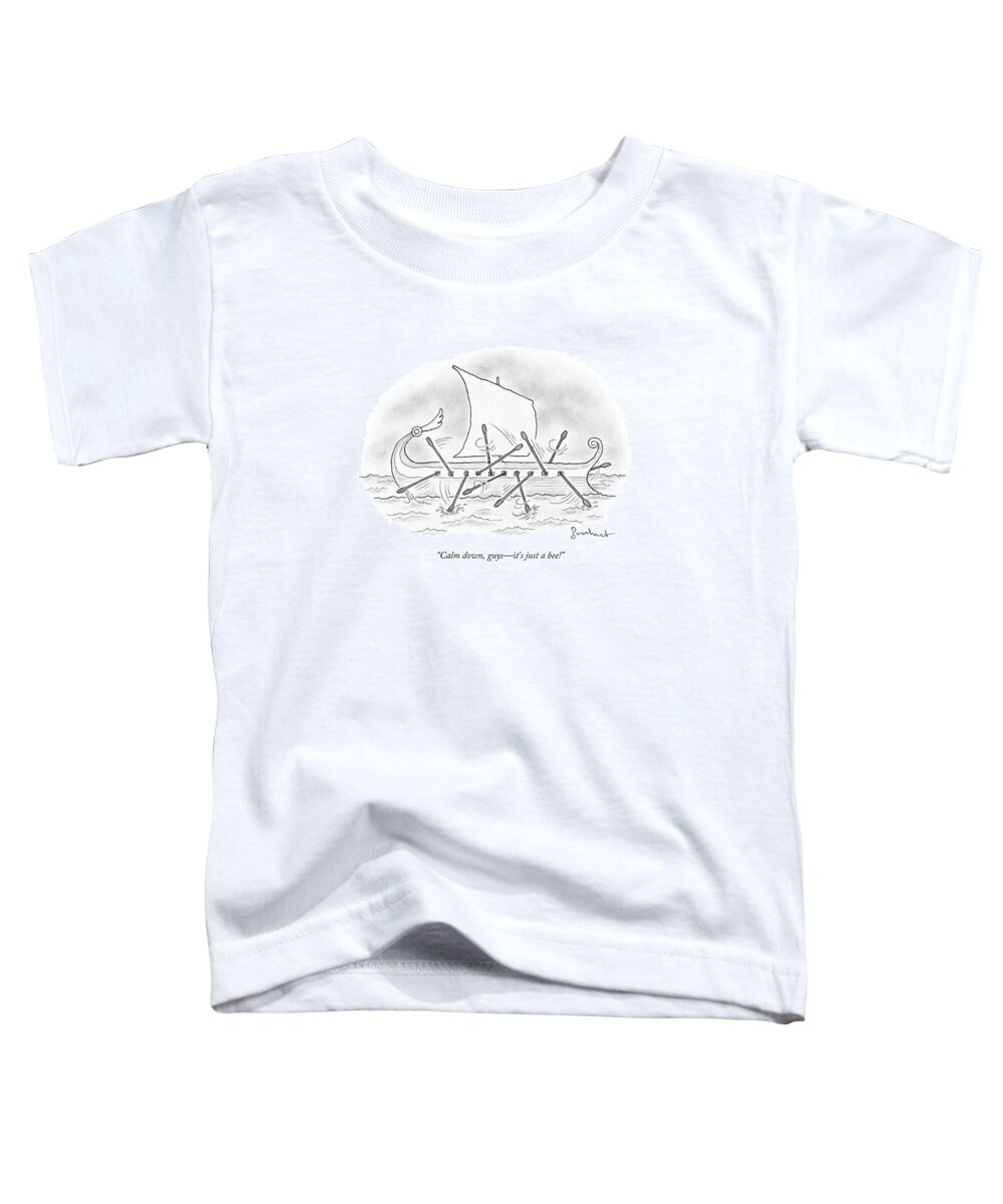 Calm Down Toddler T-Shirt featuring the drawing Calm Down Guys by David Borchart