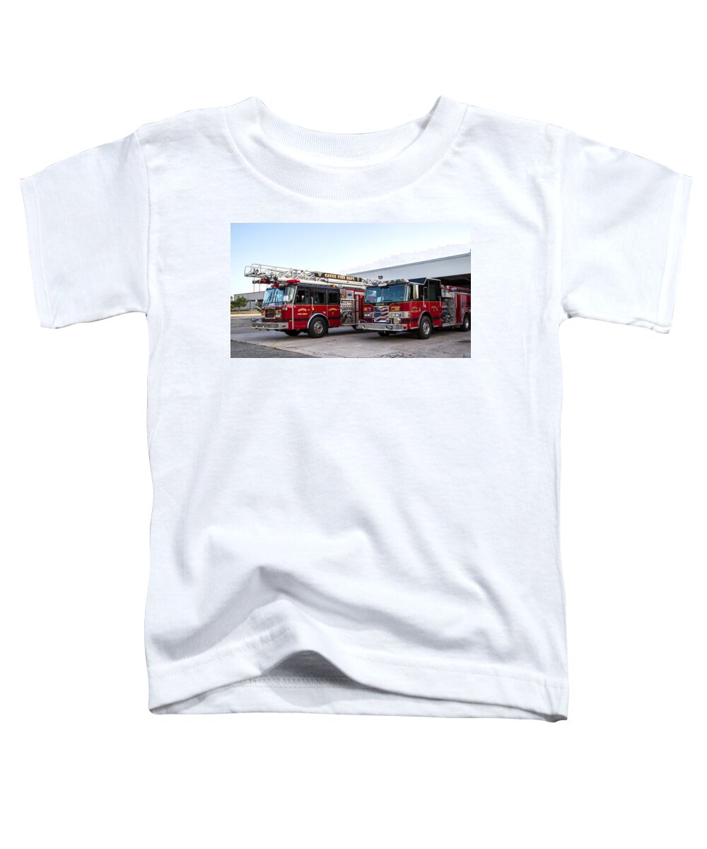 Cayce Toddler T-Shirt featuring the photograph Cayce Fire Trucks by Charles Hite