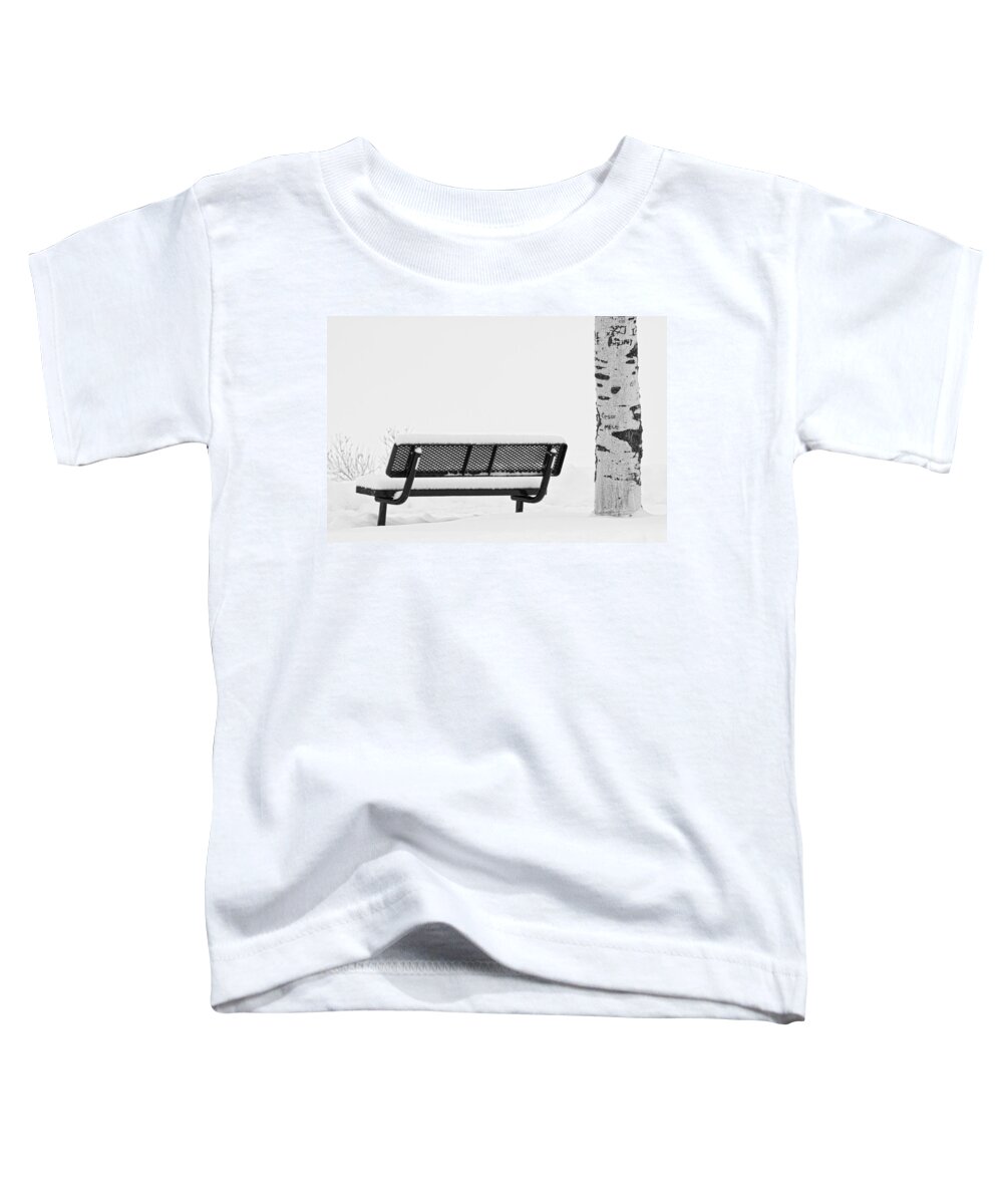 Snow Toddler T-Shirt featuring the photograph Cesar Melai Love in The Snow BW by James BO Insogna