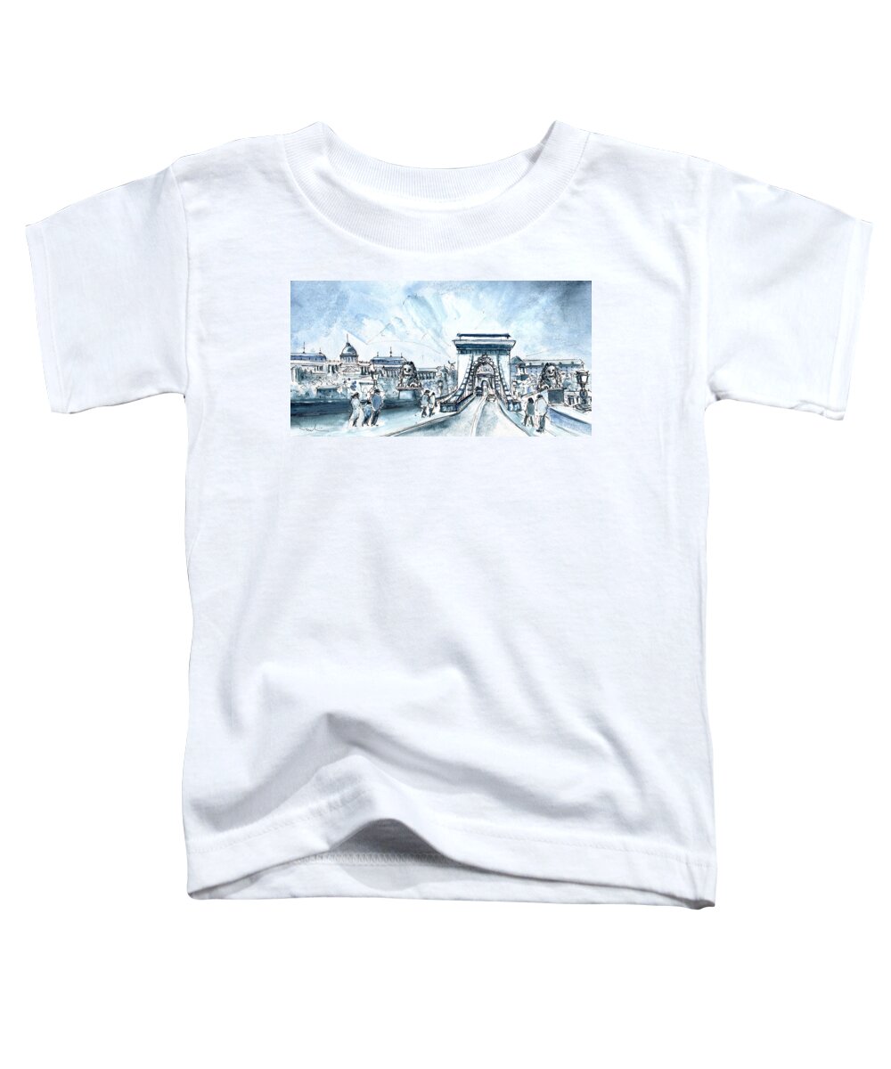 Travel Toddler T-Shirt featuring the painting Chain Bridge In Budapest by Miki De Goodaboom