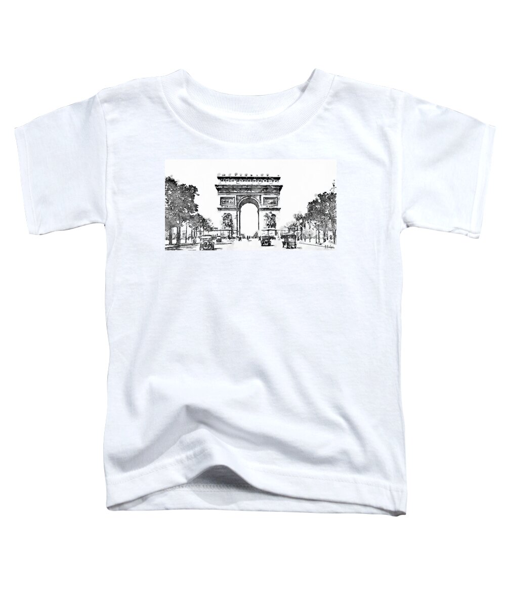 Avenue Toddler T-Shirt featuring the painting Champs Elysees 1920 by HELGE Art Gallery