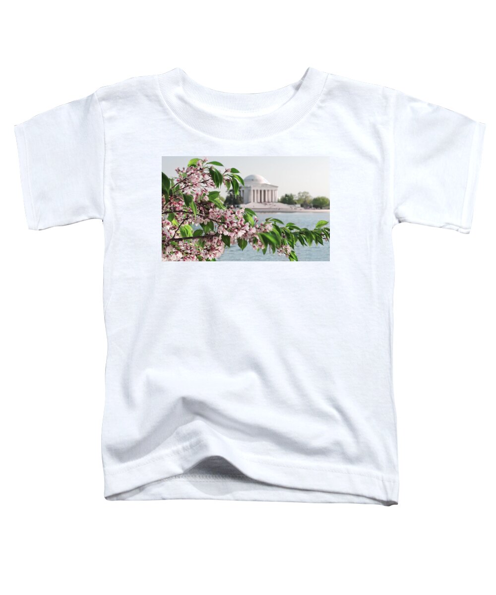 America Toddler T-Shirt featuring the photograph Cherry Blossoms and the Jefferson Memorial 2 by Mitchell R Grosky
