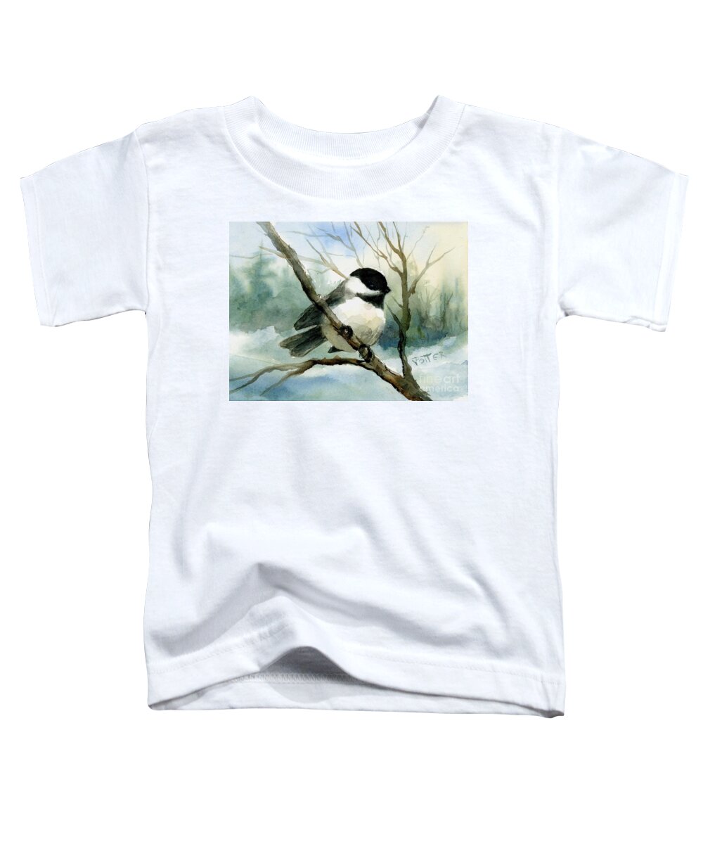 Chickadee Toddler T-Shirt featuring the painting Chickadee by Virginia Potter