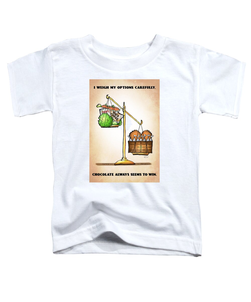 Scale Toddler T-Shirt featuring the digital art Chocolate Always Wins by Mark Armstrong