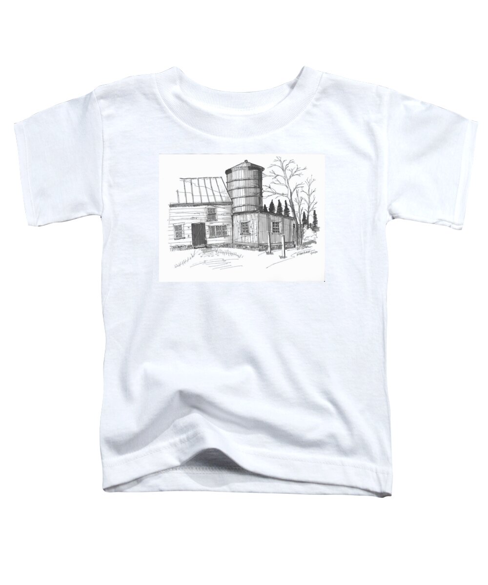 Barn Toddler T-Shirt featuring the drawing Clermont Barn 1 by Richard Wambach