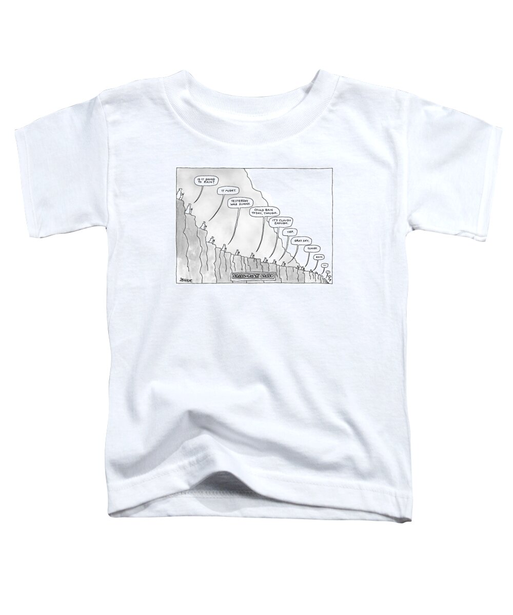 Small Talk Toddler T-Shirt featuring the drawing Cloaked Figures Making Their Way Across A Narrow by Jack Ziegler