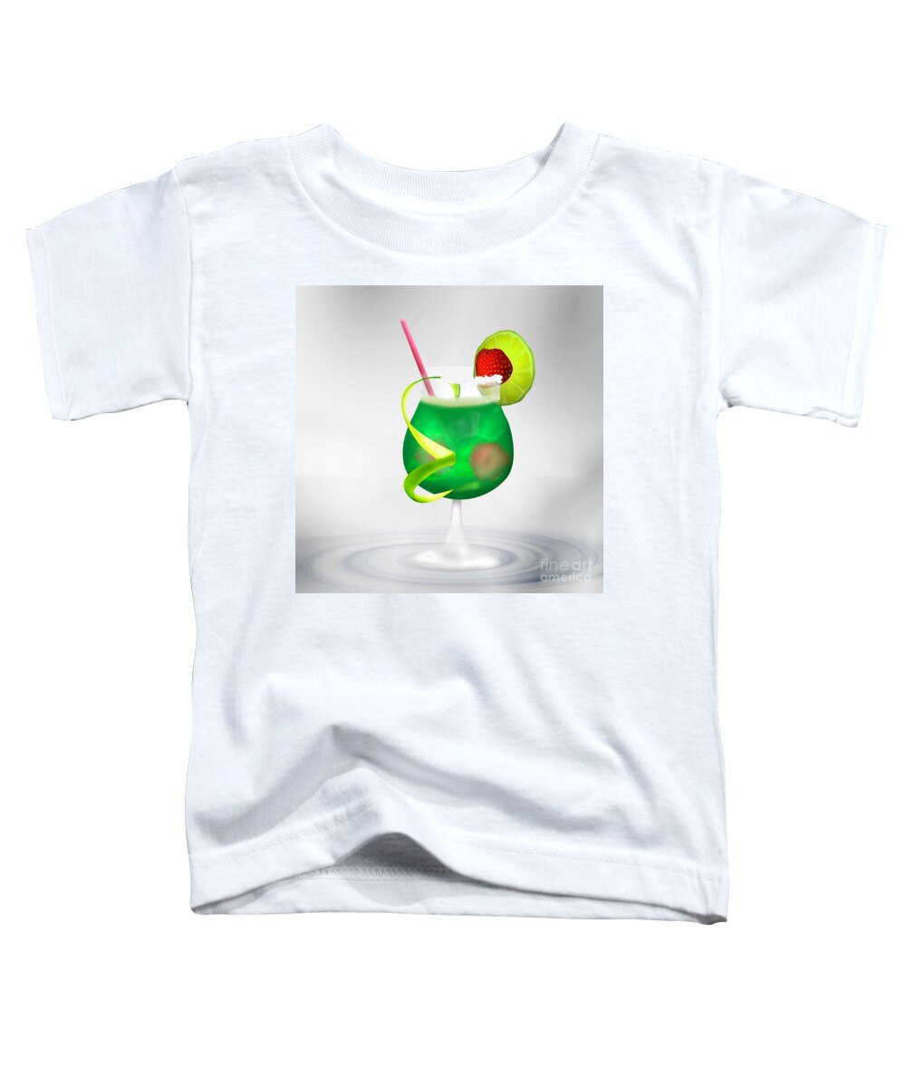 Cocktail Toddler T-Shirt featuring the digital art Cocktail Green Strawberry by Gina Koch