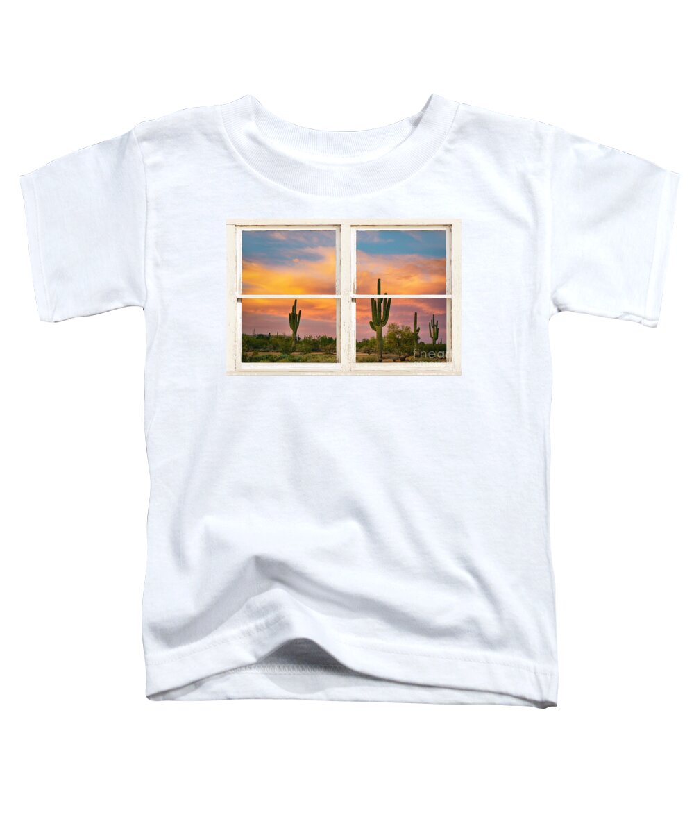 'window Frame Art' Toddler T-Shirt featuring the photograph Colorful Southwest Desert Rustic Window Art View by James BO Insogna