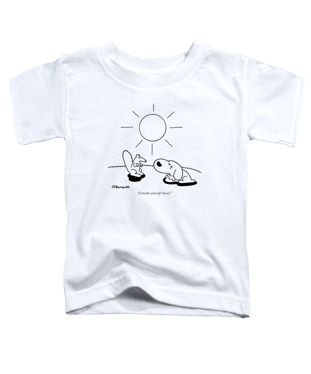 Dogs - General Toddler T-Shirt featuring the drawing Consider Yourself Chased by Charles Barsotti
