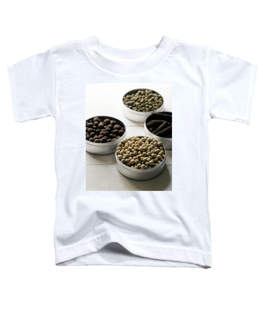 Cooking Toddler T-Shirt featuring the photograph Containers Of Peppers by Romulo Yanes