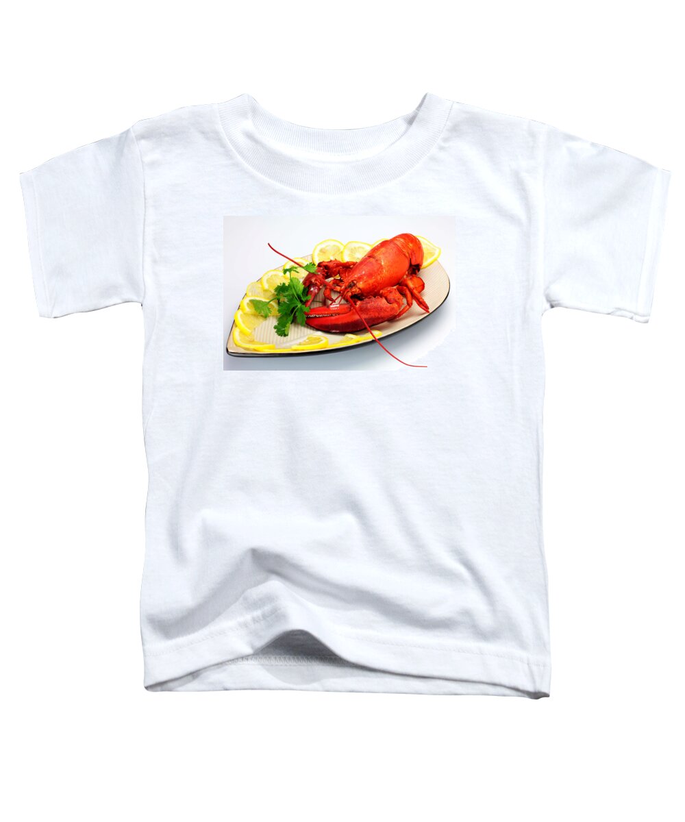 Red Toddler T-Shirt featuring the painting Cooked lobster by Paul Ge