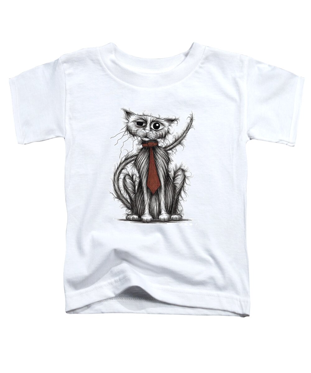 Trendy Cat Toddler T-Shirt featuring the drawing Cool cat by Keith Mills