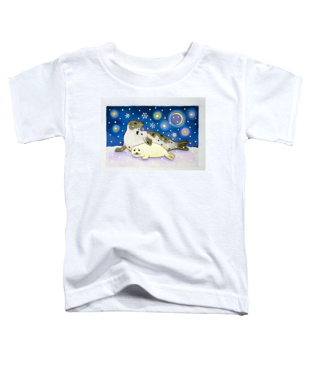 Fun Toddler T-Shirt featuring the painting Cosmic Seals by Cathy Baxter