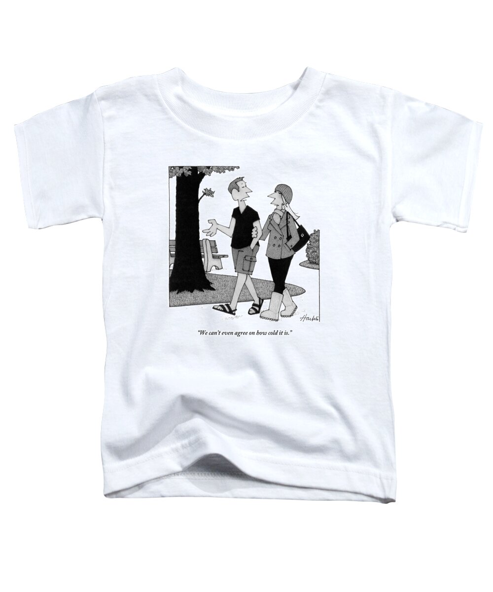 Fights-marital Toddler T-Shirt featuring the drawing Couple Taking Walk by William Haefeli