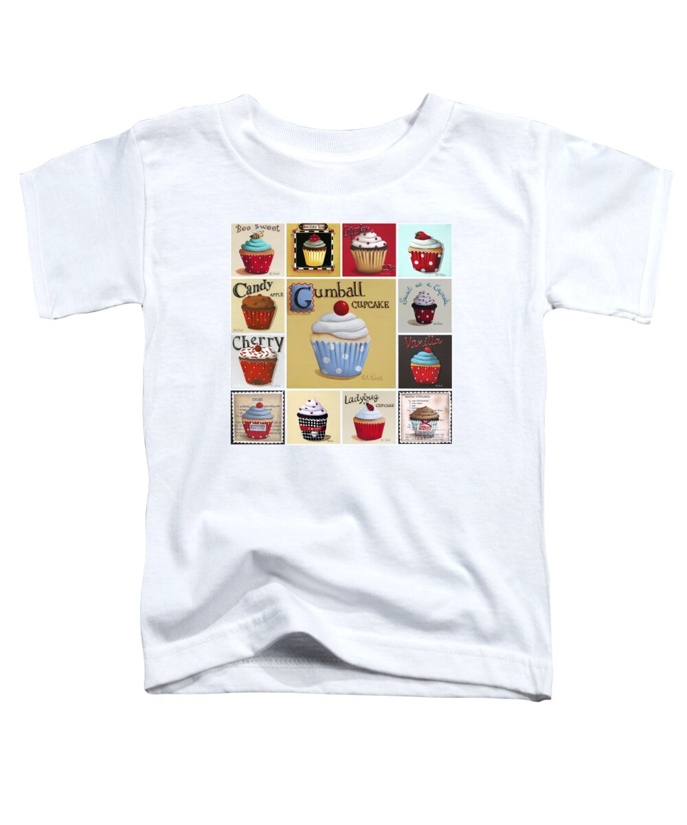 Art Toddler T-Shirt featuring the painting Cupcake Collage by Catherine Holman