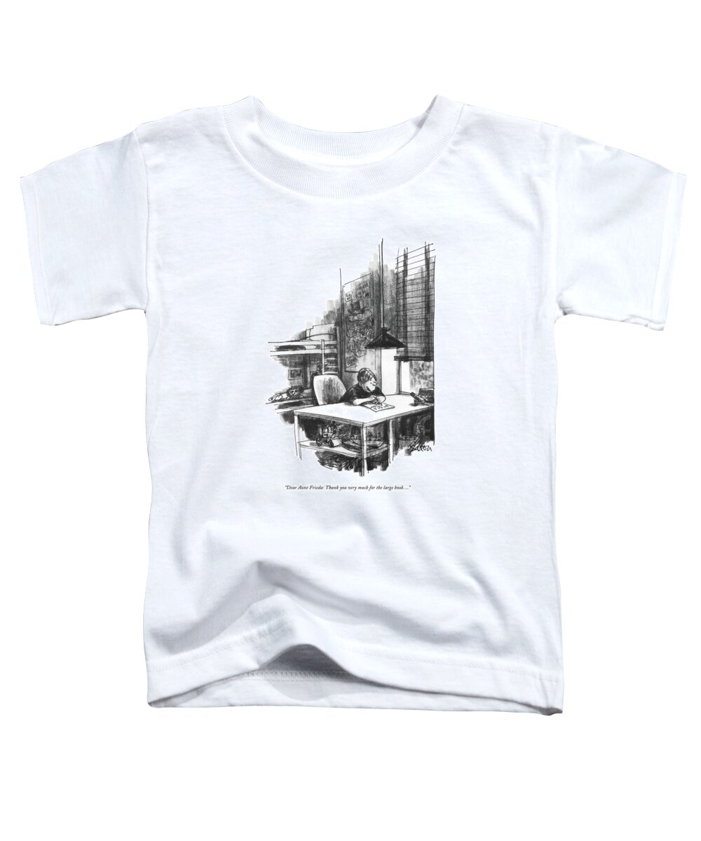 Holidays Toddler T-Shirt featuring the drawing Dear Aunt Frieda: Thank You Very Much by Charles Saxon