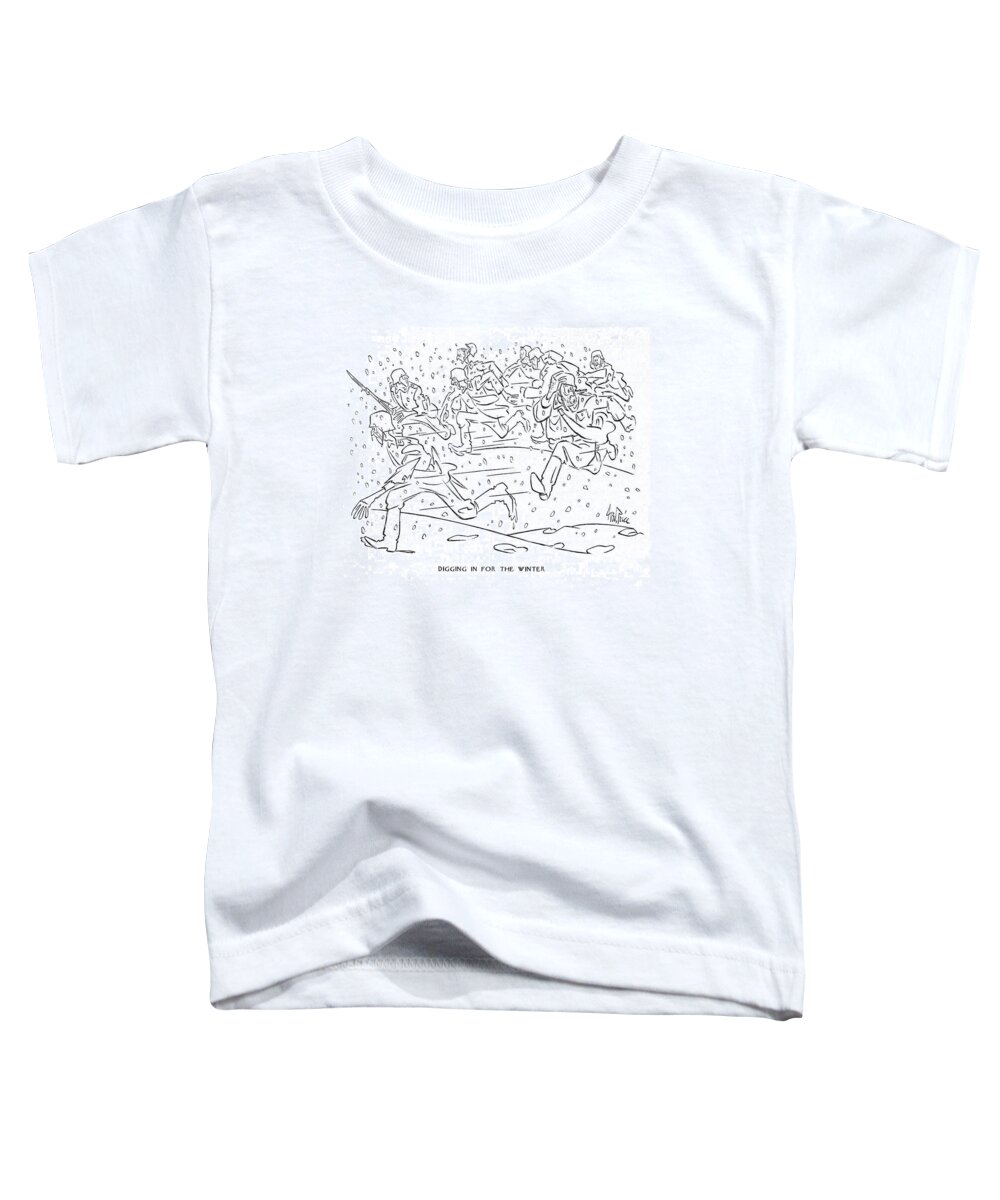111630 Gpr George Price Toddler T-Shirt featuring the drawing Digging In For The Winter by George Price