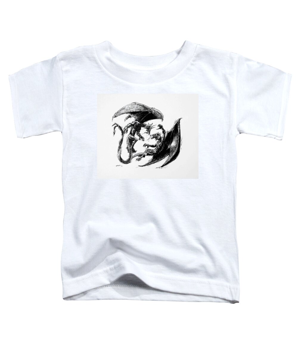 Dragon Toddler T-Shirt featuring the drawing Dragon Love by Glenn Pollard
