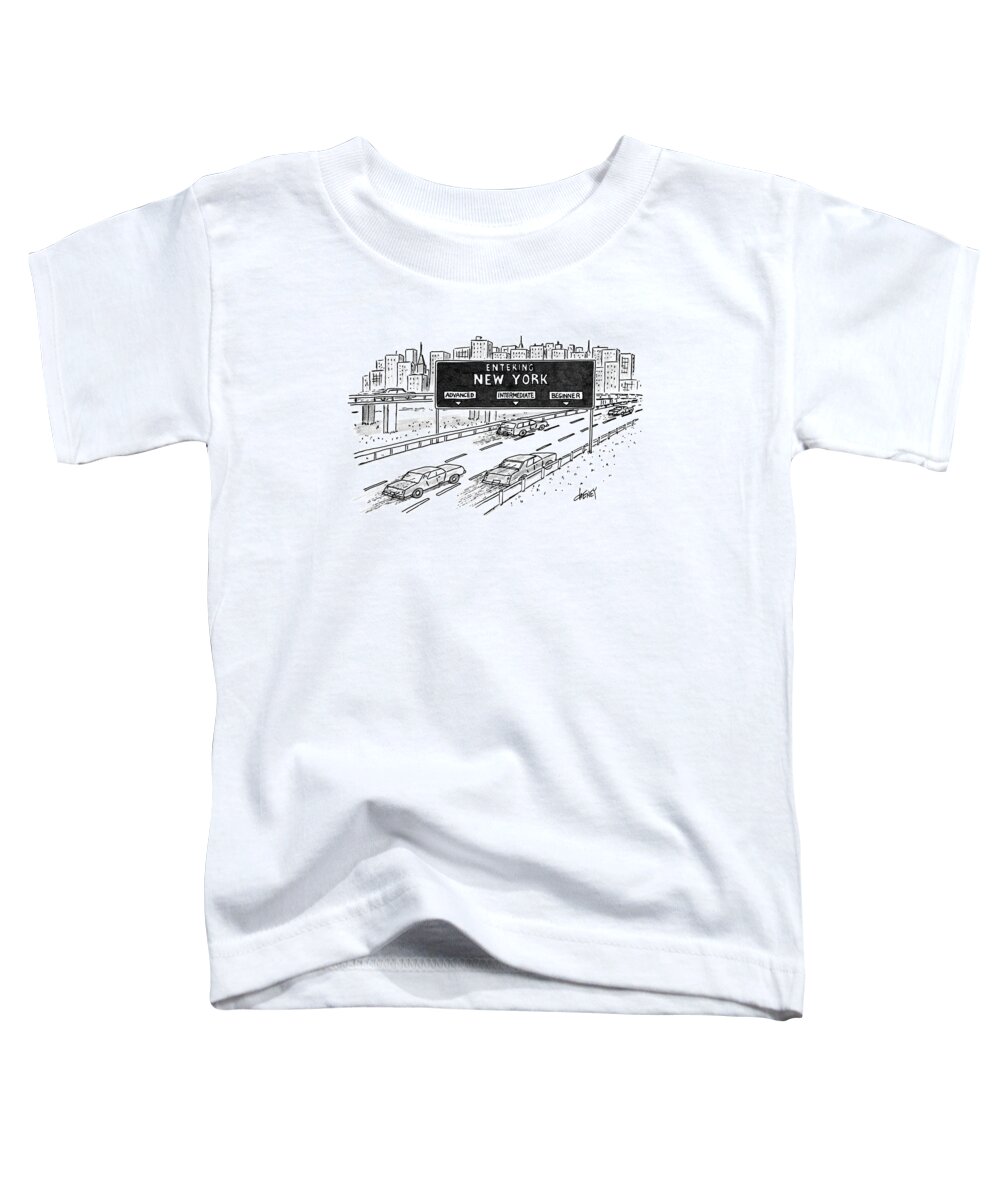Auto Toddler T-Shirt featuring the drawing Entering New York: Beginner by Tom Cheney