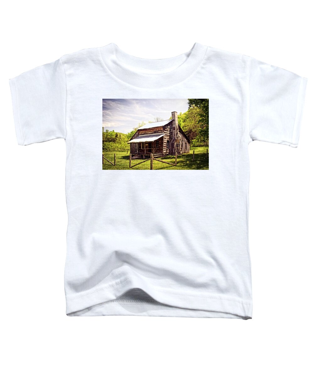 Log Cabin Toddler T-Shirt featuring the photograph Erbie Homestead by Marty Koch