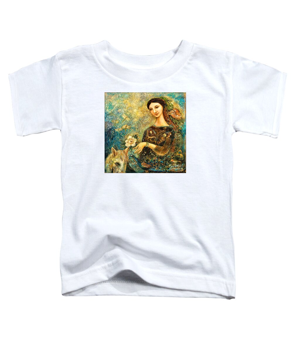 Eve Toddler T-Shirt featuring the painting Eve's Orchard by Shijun Munns