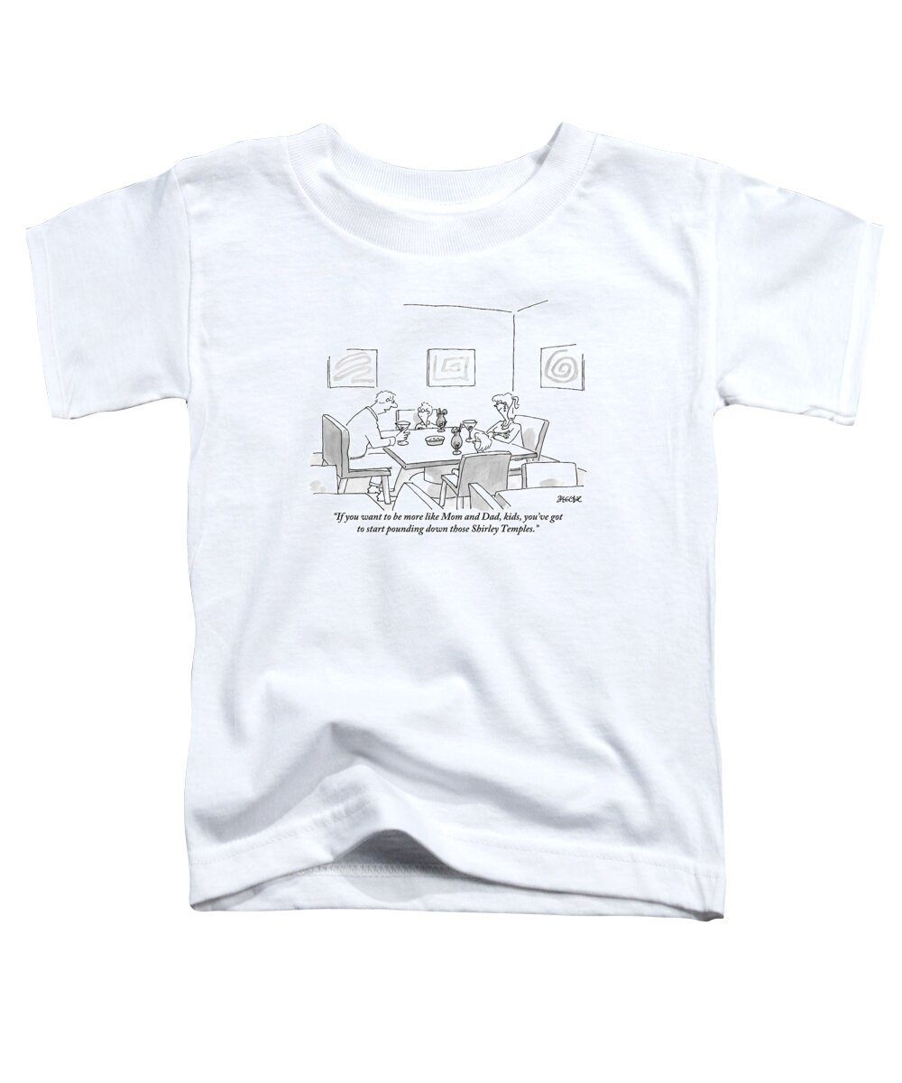 Parents Toddler T-Shirt featuring the drawing Family Around Table by Jack Ziegler