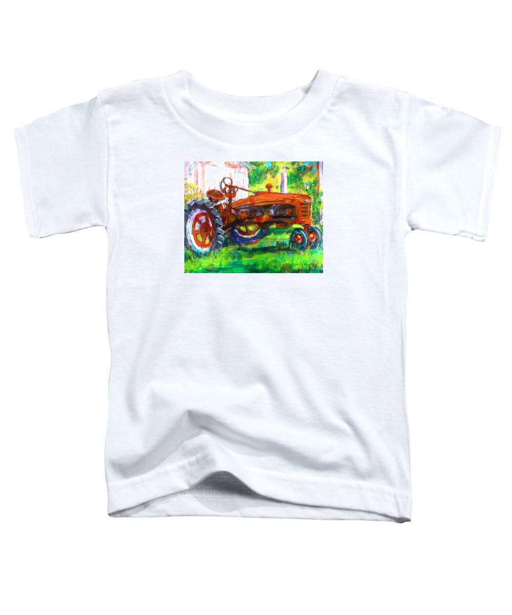 Machinery Toddler T-Shirt featuring the painting Farmall Tractor by Les Leffingwell