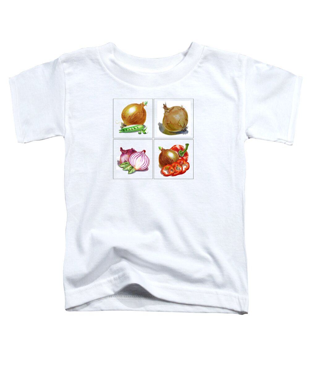 Onion Toddler T-Shirt featuring the painting Farmers Market Onion Collection by Irina Sztukowski