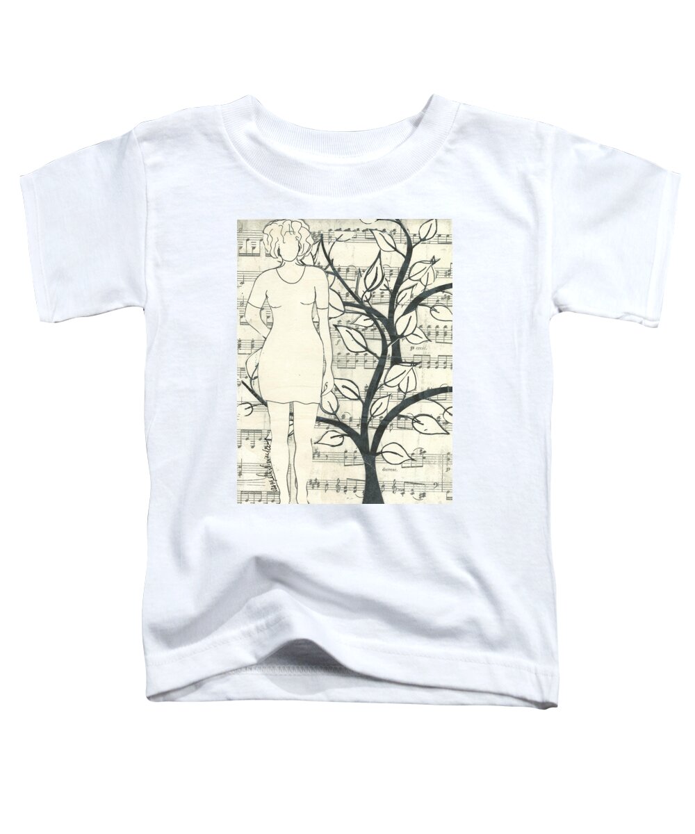 Angela Walker Toddler T-Shirt featuring the drawing Feeling ONE with Nature by Angela L Walker