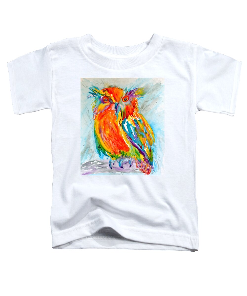 Feeling Owlright Toddler T-Shirt featuring the painting Feeling Owlright by Beverley Harper Tinsley