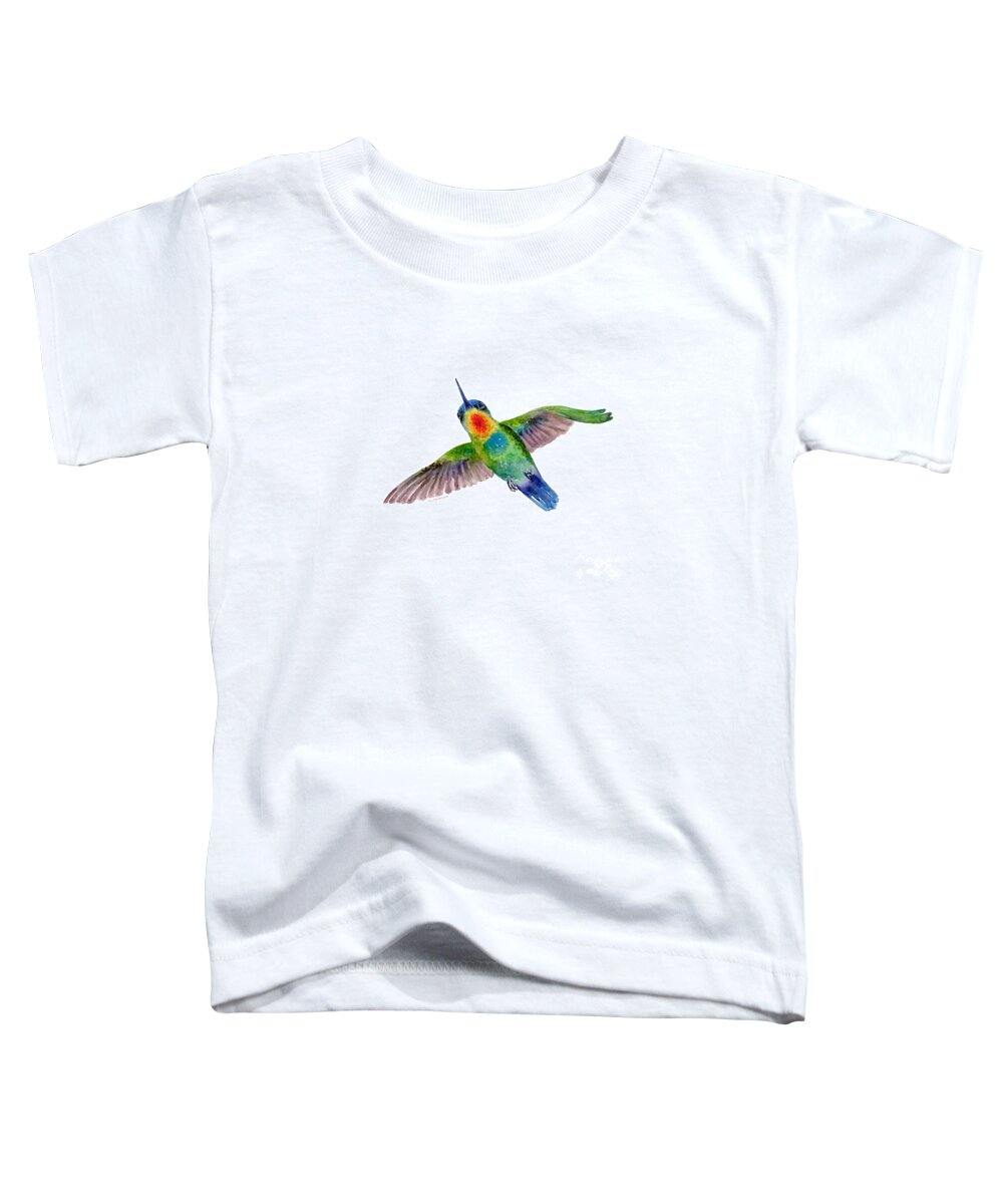 Bird Toddler T-Shirt featuring the painting Fiery-Throated Hummingbird by Amy Kirkpatrick