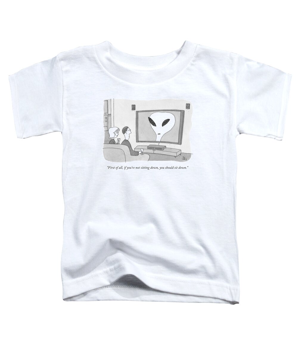 Aliens Toddler T-Shirt featuring the drawing First Of All by Peter C. Vey