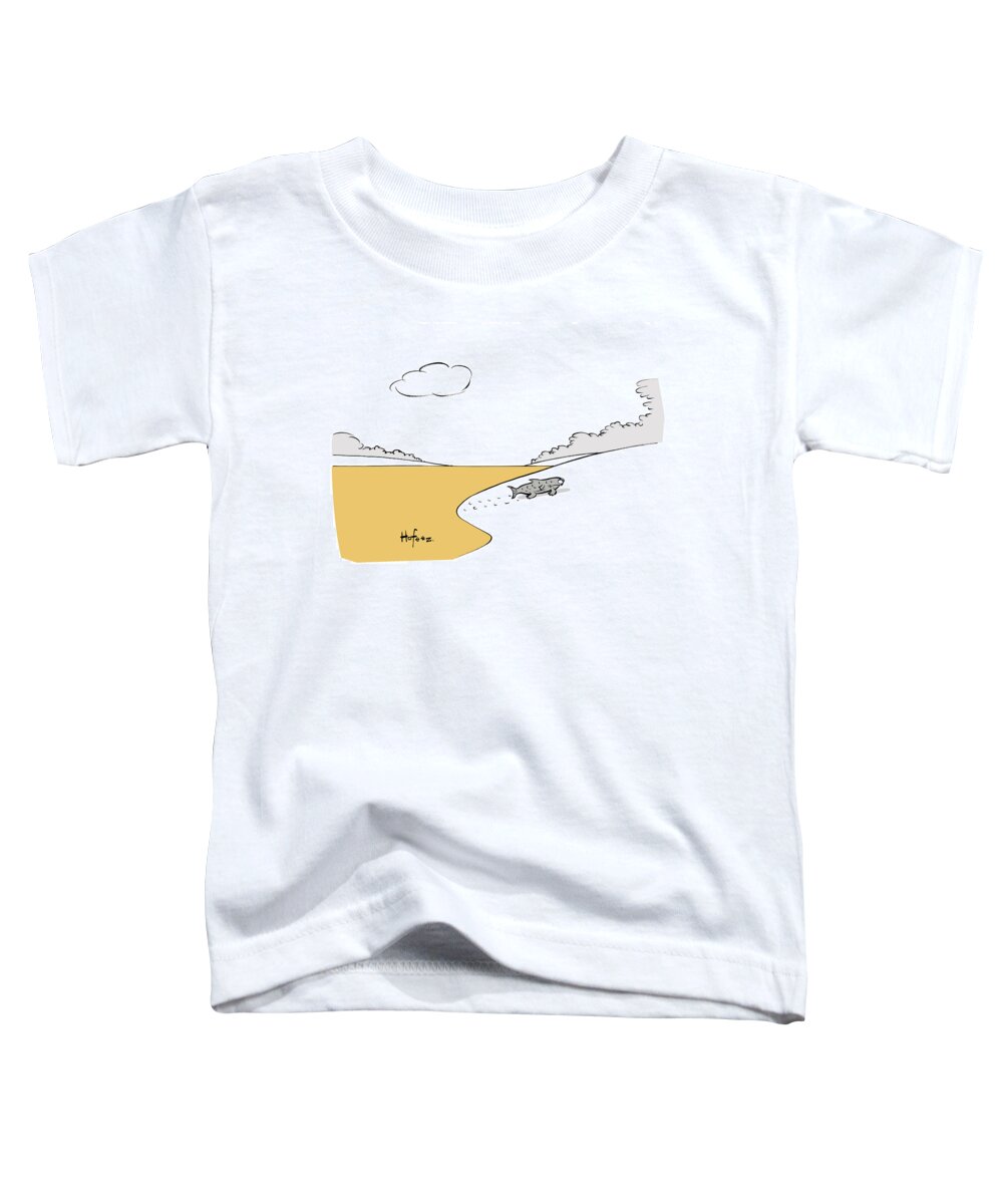 Cartoon Toddler T-Shirt featuring the drawing Fish Walking Out Of Toxic Water by Kaamran Hafeez