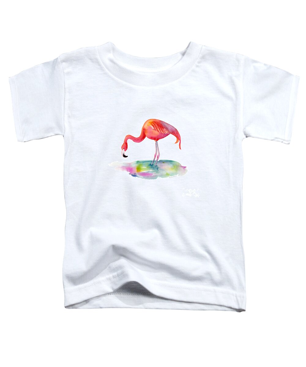 Flamingo Toddler T-Shirt featuring the painting Flamingo Dip by Amy Kirkpatrick