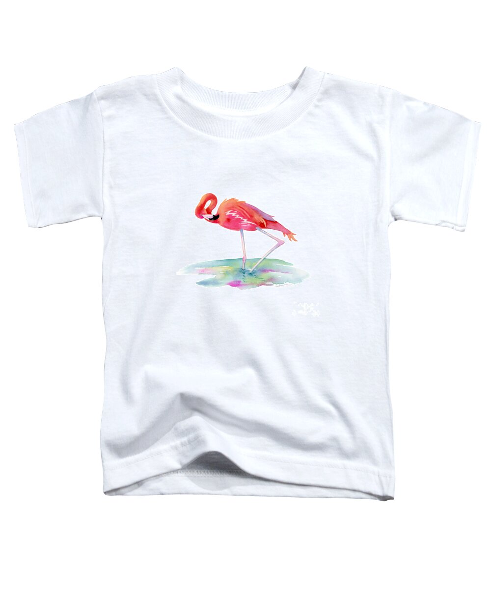 Flamingo Toddler T-Shirt featuring the painting Flamingo View by Amy Kirkpatrick
