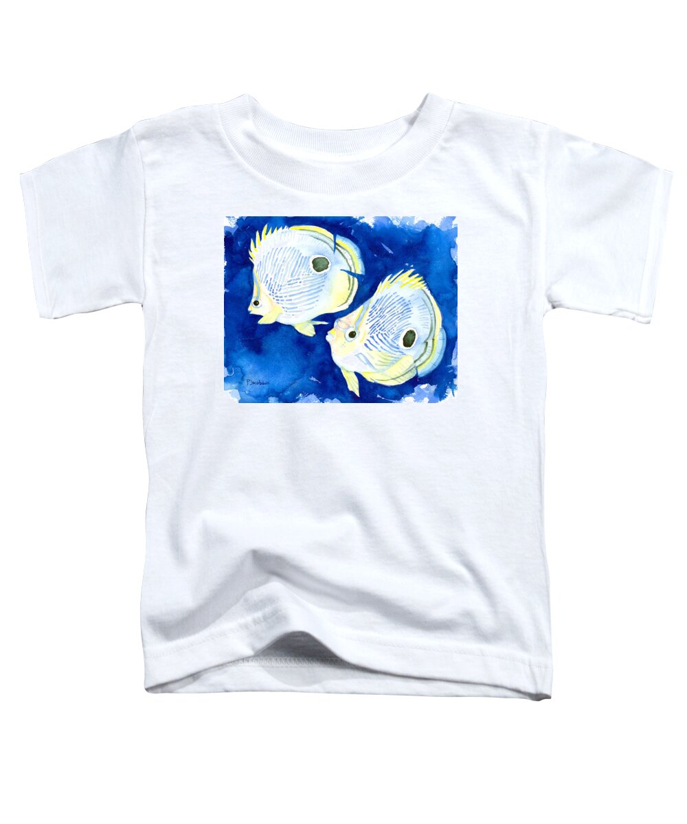 Butterflyfish Toddler T-Shirt featuring the painting Foureye Butterflyfish by Pauline Walsh Jacobson