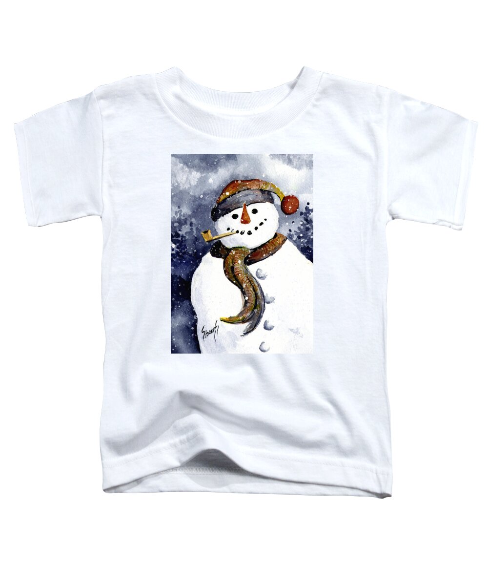 Snow Toddler T-Shirt featuring the painting Franci's Snowman by Sam Sidders