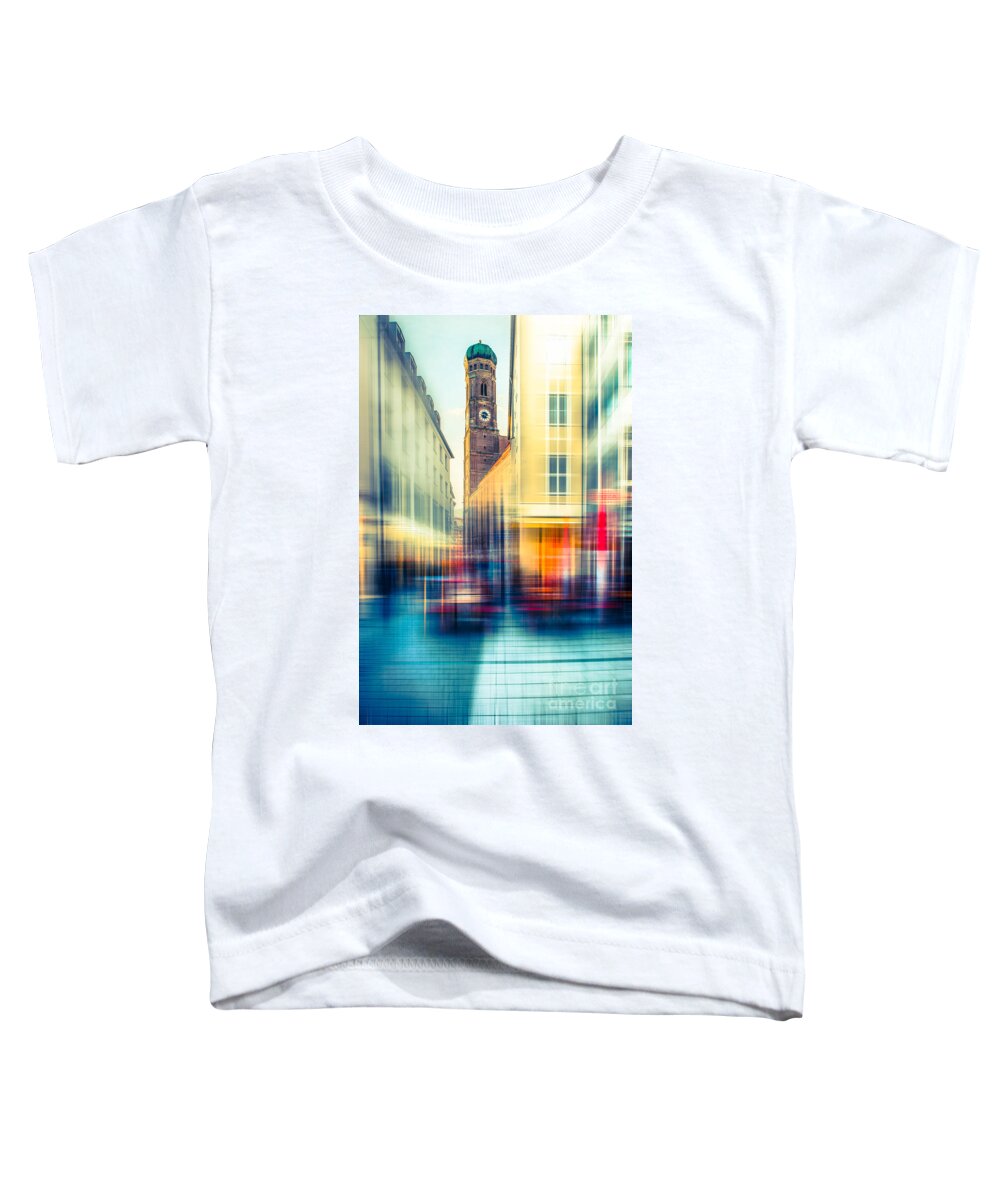 People Toddler T-Shirt featuring the photograph Frauenkirche - Munich V - vintage by Hannes Cmarits